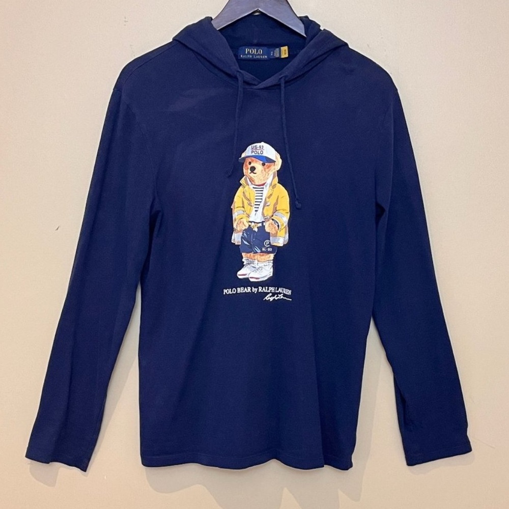 Polo Ralph Lauren Polo Bear Hooded Long Sleeve T-Shirt – Navy | Men’s Small - Picture 6 of 6